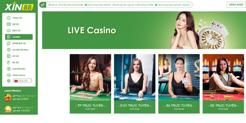 Sảnh chơi casino được nhiều người tham gia Xin88 đánh giá cao